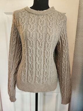 Design History Taupe Cable Knit Crewneck Sweater